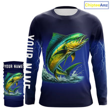 Load image into Gallery viewer, Mahi Mahi Fishing blue lightning 3D All Over printed shirts Customized Name Dorado Fishing apparel NQS314