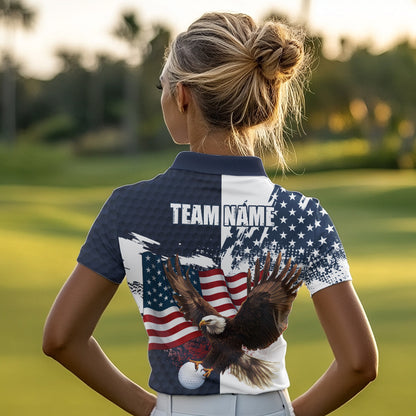 Red, White and Blue American Flag Eagle Golf polo shirts For Women Custom Patriotic Golf Team Jersey NQS9608