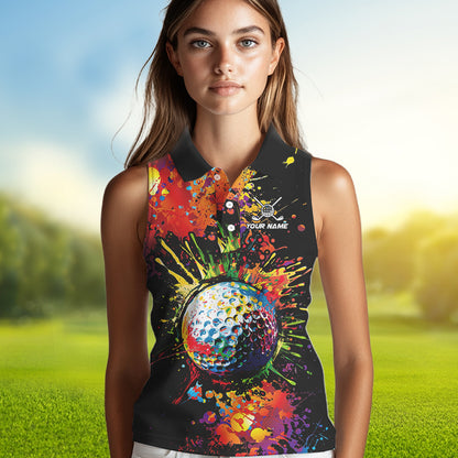 Colorful Golf ball jersey Women's golf sleeveless tops Custom Team Name golf uniform for ladies NQS9771