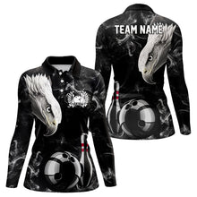 Load image into Gallery viewer, Personalized Black Eagle Smoke Bowling Polo, Quarter Zip Shirts For Women custom Bowling Team Jerseys NQS9049