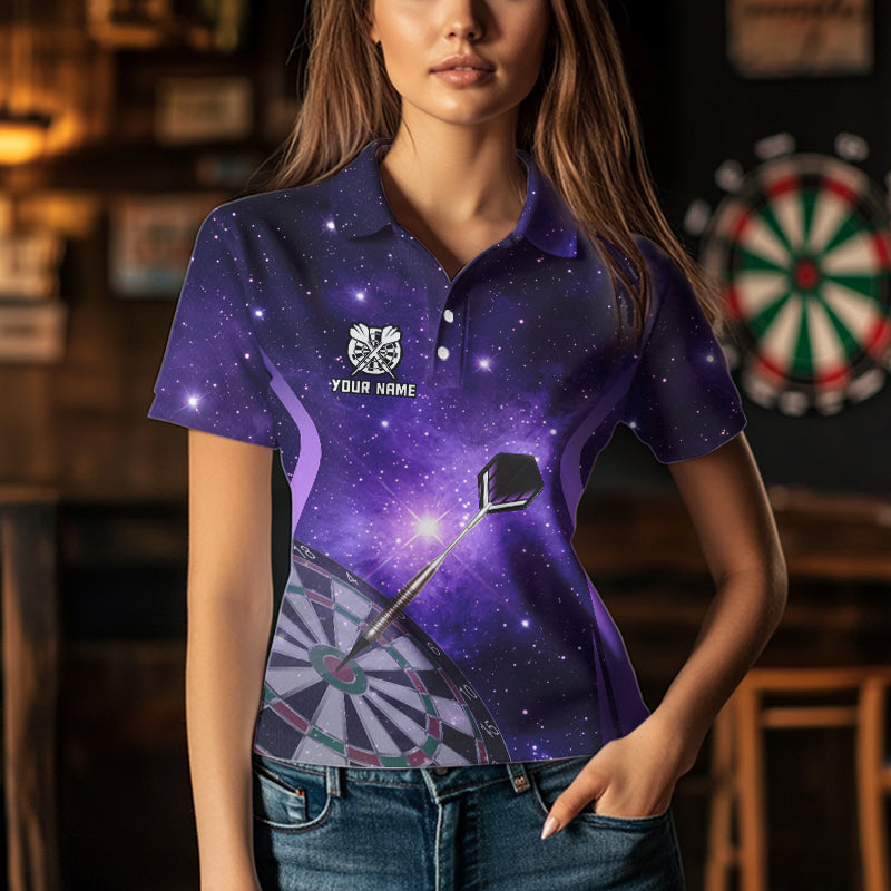 Purple galaxy space Darts Shirts For Women Custom Team Darts Jersey NQS9448