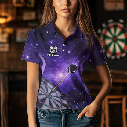 Purple galaxy space Darts Shirts For Women Custom Team Darts Jersey NQS9448