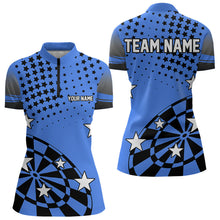 Load image into Gallery viewer, Stars Darts Polo, Quarter Zip Shirt For Women Custom Dart Team Jerseys | Blue NQS9777