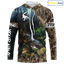Load image into Gallery viewer, Flathead Catfish Fishing Custom Camouflage long sleeve Fishing Shirt, Personalized Catfish Fishing Gift NQS324