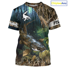 Load image into Gallery viewer, Flathead Catfish Fishing Custom Camouflage long sleeve Fishing Shirt, Personalized Catfish Fishing Gift NQS324