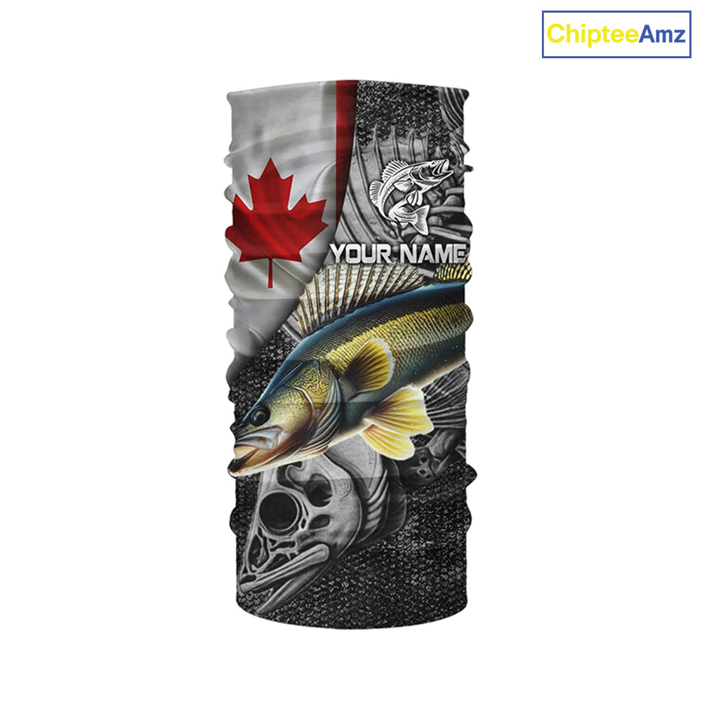 Canadian Flag Walleye Fishing Custom long sleeve performance Fishing Shirts, Walleye Fishing jerseys NQS3530