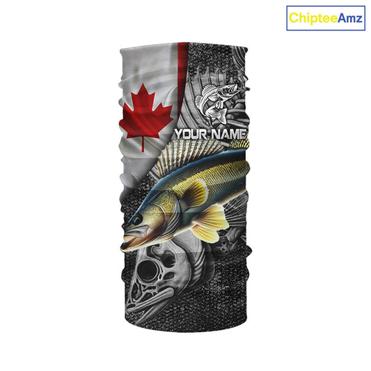 Canadian Flag Walleye Fishing Custom long sleeve performance Fishing Shirts, Walleye Fishing jerseys NQS3530