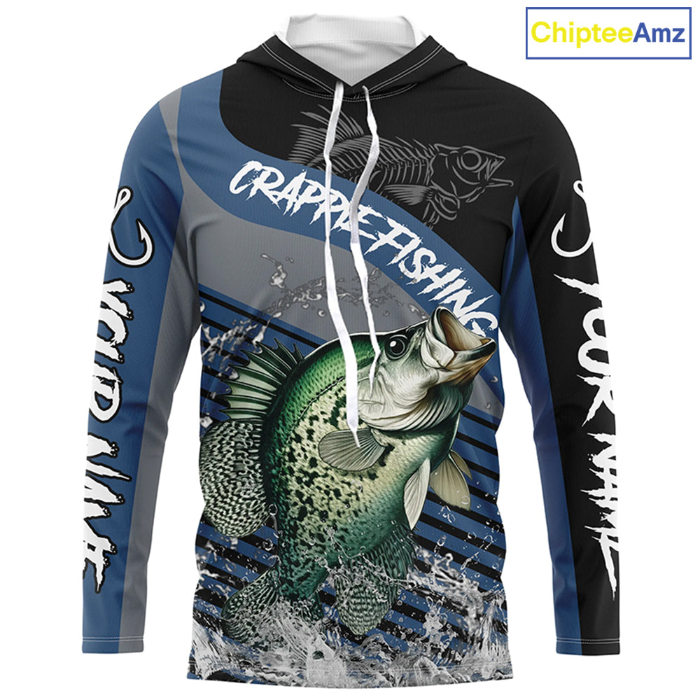 Crappie fishing Custom UV protection fishing long sleeve shirt, Crappie Fishing jerseys | Blue NQS8365