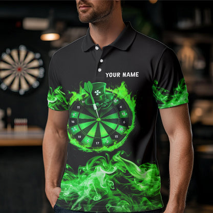 Green Flame Smoke Lucky clover Darts Shirts For Men Custom St Patrick Day Team Darts Jersey Outfit NQS9452