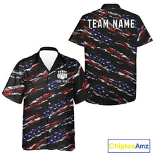 Load image into Gallery viewer, Black American Flag pattern bowling Hawaiian shirt custom patriotic jersey team bowling gifts NQS11552