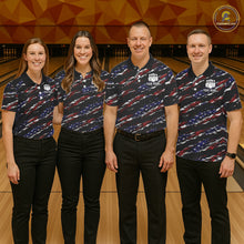 Load image into Gallery viewer, Black American Flag pattern bowling shirt for Women custom patriotic jersey team ladies bowling gifts NQS11552
