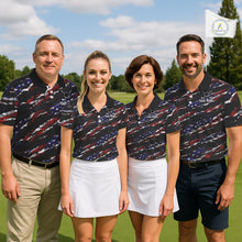 Load image into Gallery viewer, Black American Flag pattern Golf Polo shirts for men custom mens patriotic golf shirts, golfer gifts NQS11553