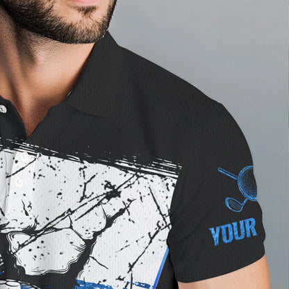 Black, White and Blue Retro broken Golf ball Mens Polo shirt Custom golf outfit for Team mens golf top NQS9788