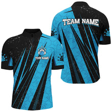 Load image into Gallery viewer, Black and Blue Camo Bowling Polo, 1/4 zip shirts Custom Team Bowling jerseys For Men NQS8156