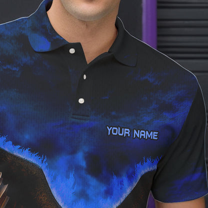 Personalized Blue Flame Eagle Custom Bowling Team Shirts For Mens, Fire Eagle Bowling League Jersey NQS9614