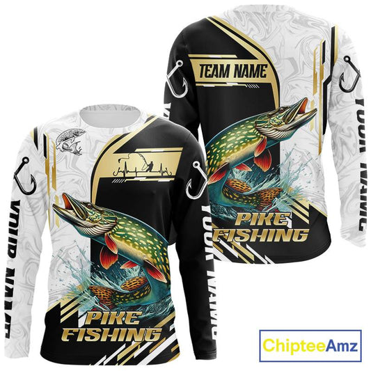 Personalized Northern Pike fishing shirts Custom sun protection Pike fishing team jerseys | Gold NQS11688