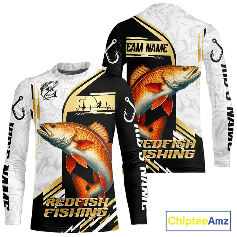 Personalized Redfish fishing shirts Custom sun protection Red Drum fishing team jerseys | Gold NQS11690