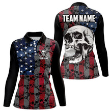 Load image into Gallery viewer, American Flag Skull Camo Golf Polo shirt for Women Custom patriotic golf team uniform NQS9791