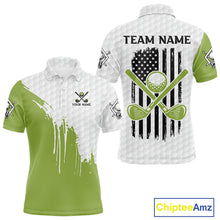 Load image into Gallery viewer, Green and White American Flag Golf Polo shirt for Men Custom patriotic golf team uniform outfit NQS9796