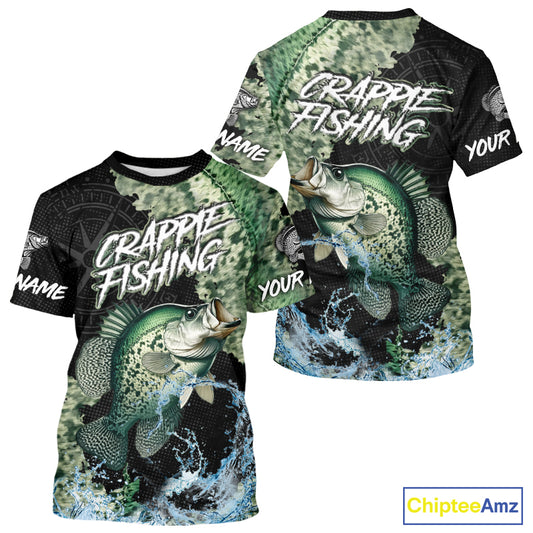 Personalized Crappie Fishing green scales compass fishing shirts Custom tournament fishing jerseys NQS11154