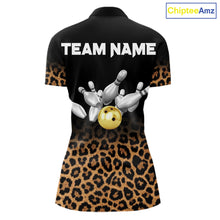 Load image into Gallery viewer, Custom Leopard Bowling Polo, Quarter Zip Jerseys for Women, Personalized Leopard Bowling Team shirts NQS11570