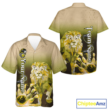Yellow Lightning Lion Bowling Hawaiian Shirt Custom Lion Bowling Team jerseys NQS11569