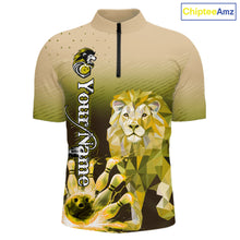 Load image into Gallery viewer, Yellow Lightning Lion Bowling Polo, Quarter Zip Shirts for Men Custom Lion Bowling Team jerseys NQS11569