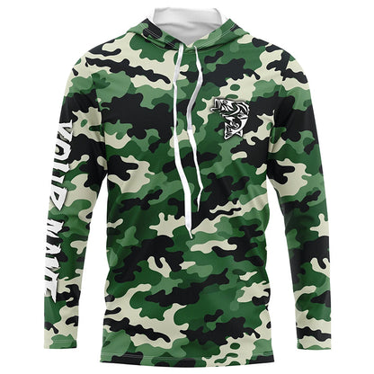 Green camouflage Bass fishing Custom bass fishing Shirts jerseys - personalized camo fishing apparel NQS7569
