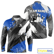 Load image into Gallery viewer, Blue Grunge pattern Bowling Team Shirt For Men Custom Bowling jersey Uniform Bowler Outfits NQS10041