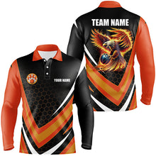 Load image into Gallery viewer, Eagle Flame Bowling Shirts For Men, Fire Eagle Bowling Team Shirts Bowler Jerseys | Orange NQS8390