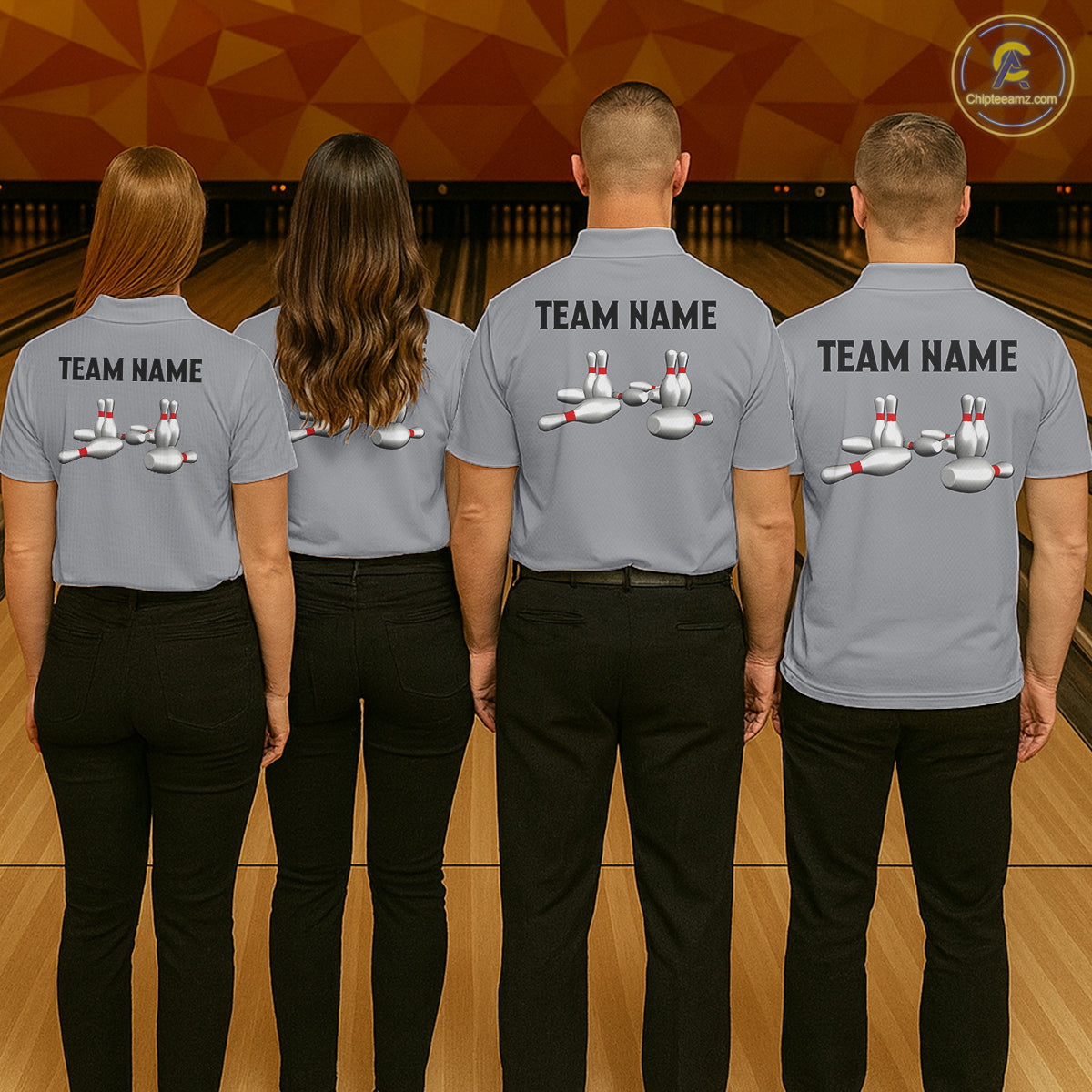Black and Gray Retro Bowling Polo, Quarter Zip Shirts For Men Custom Vintage Bowling Team Jerseys NQS11156
