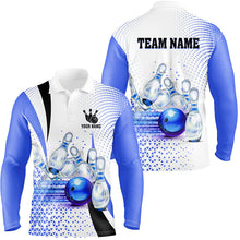 Load image into Gallery viewer, Men Bowling Polo Shirt Custom bowling ball pins bowling team shirts, gifts for bowlers | Blue NQS7393