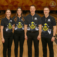 Load image into Gallery viewer, Black and Gold Funny Bee Bowling Shirts for Men Custom Team Bowling Jerseys, Gift For Bowlers NQS11582