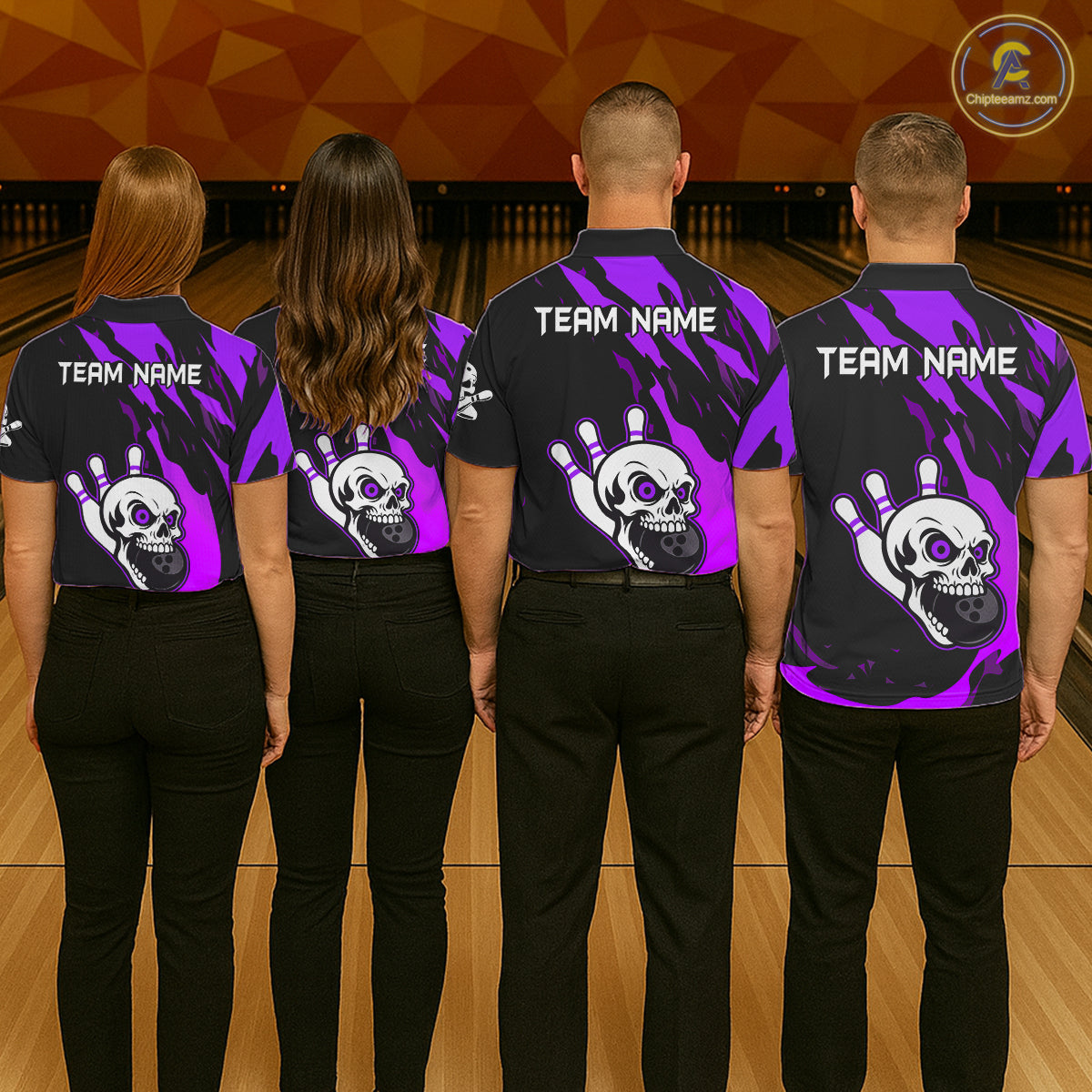 Black and Purple Skull Bowling Shirts for Women Custom Team bowling jersey, gift for bowlers NQS11710