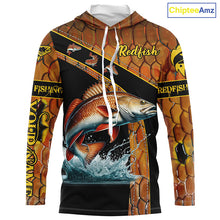 Load image into Gallery viewer, Redfish fishing scales UV protection Custom long sleeve fishing shirts, red drum fishing jerseys NQS5394