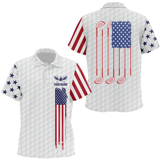 Kid golf polo shirts golf clubs American flag custom patriotic White golf shirt for Kid NQS7980