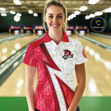 Load image into Gallery viewer, Custom Bowling Polo, Quarter Zip Shirt For Women Red flame camo Bowling shirts, Bowling Team jerseys NQS11586