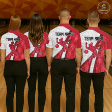 Load image into Gallery viewer, Custom Bowling Polo, Quarter Zip Shirt For Women Red flame camo Bowling shirts, Bowling Team jerseys NQS11586