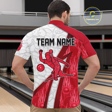 Load image into Gallery viewer, Custom Bowling Polo, Quarter Zip Shirt For Men Red flame camo Bowling shirts, Bowling Team jerseys NQS11586