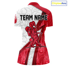 Load image into Gallery viewer, Custom Bowling Polo, Quarter Zip Shirt For Women Red flame camo Bowling shirts, Bowling Team jerseys NQS11586
