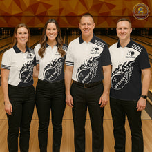 Load image into Gallery viewer, Custom Retro Beige and Black Flame Bowling Shirts For Women, Vintage Team Bowling League jerseys NQS11590