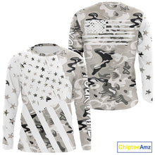 Load image into Gallery viewer, American flag Light gray camo fishing personalized patriotic UV Protection camouflage Fishing jersey NQS10367