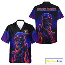 Load image into Gallery viewer, Custom Funny Cat Neon Bowling Hawaiian Shirt Bowling Uniform Button-up Bowling Team Shirts NQS11185