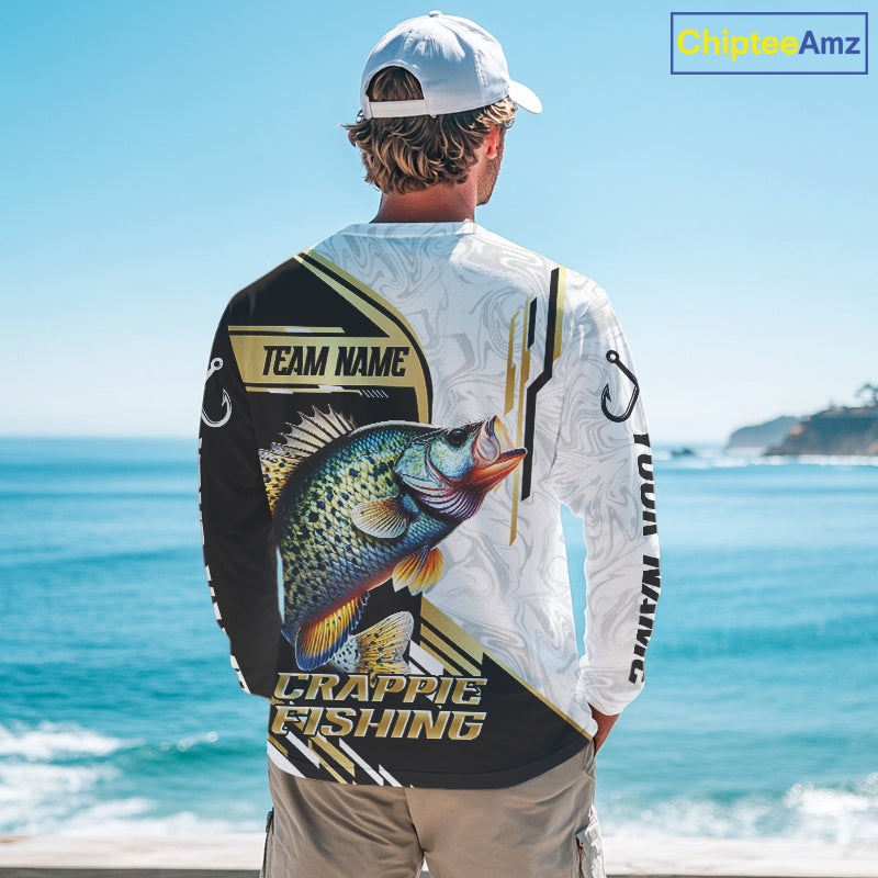 Personalized Crappie fishing shirts Custom sun protection Crappie fishing team jerseys | Gold NQS11373