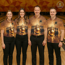 Load image into Gallery viewer, Black and Gold crown Bowling ball pins Bowling Shirts for Women Custom Bowling Team league jerseys NQS11593