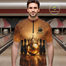 Load image into Gallery viewer, Black and Gold crown Bowling ball pins Bowling Shirts for Men Custom Bowling Team league jerseys NQS11593