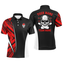 Load image into Gallery viewer, Custom Black red bowling shirt for men – personalized team jersey front view