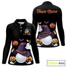 Load image into Gallery viewer, Funny pumpkin golf ball clubs Women's polo golf shirts Custom Halloween team golf jerseys NQS10807