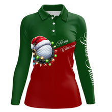 Load image into Gallery viewer, Red and Green Christmas Golf ball Women golf polo shirt custom ladies golf tops Christmas golf gifts NQS8869