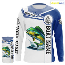 Load image into Gallery viewer, Mahi mahi fishing Customize name and boat name tournament long sleeves fishing shirts NQS1578